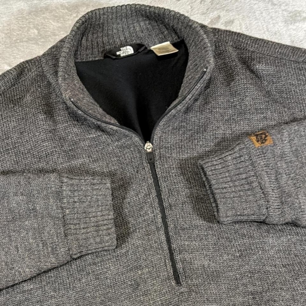 Y2K North Face Quarter‎ Zip 100% Wool Sweater | Gray | XL